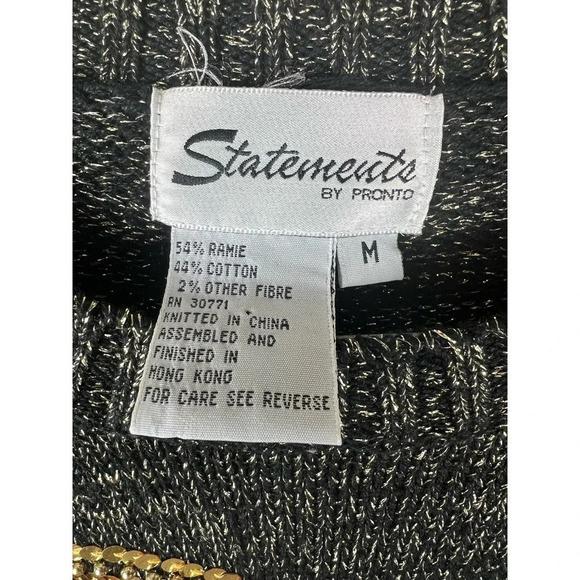 Statements by Pronto Vintage Gold Metallic Sequins Beads Women’s Medium - Picture 8 of 9